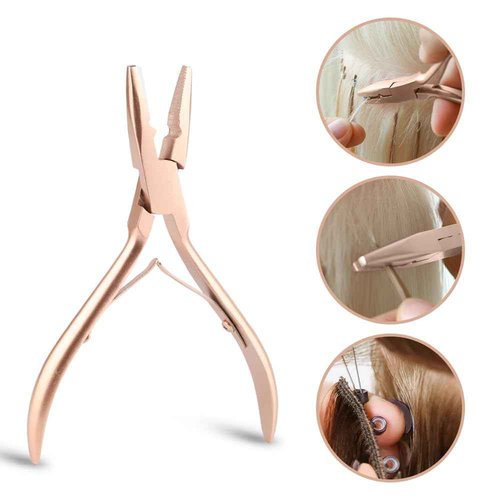 GlamorDove Hair Extension Tool Kit Microlink Pliers for Sewing Weft Extensions Hair Extension Beading Tool Hair Needle Pulling Hook Micro Bead Closer and Remover Pliers