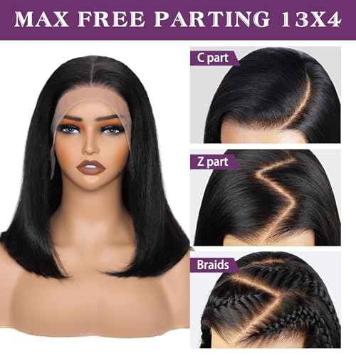13x4 Lace Front Wigs Human Hair Pre Plucked 12 Inch HD Lace Front Wigs Human Hair Natural Color 180% Density Glueless Wig 100% Virgin Human Hair with Baby Hair for Women