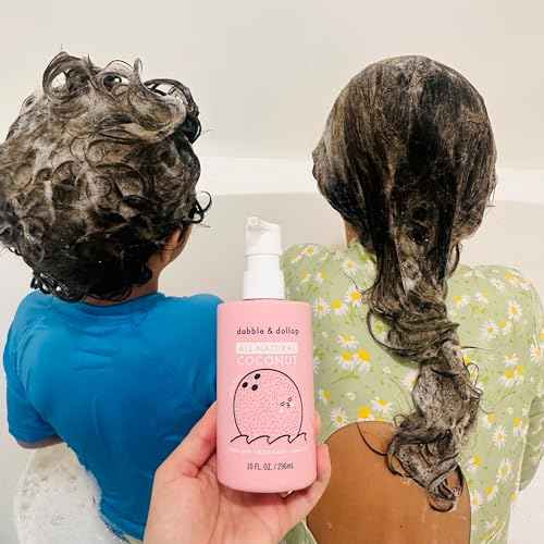 Dabble & Dollop Coconut Body Wash & Shampoo ? 3-in-1 Natural Bubble Bath for Kids, No Parabens or Sulfates, Vegan, Gluten-Free, Tear-Free (10oz, Pack of 2)