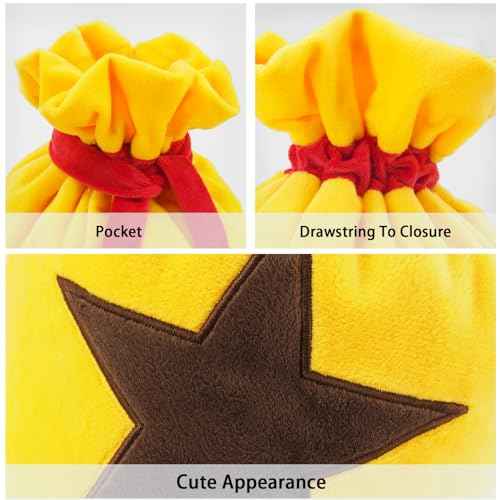 Travel-Friendly Animal Bells Bag Drawstring Plush Travel Makeup Cosmetic Storage Bags Organizer with Embroidered Star Patch Two Size (Large)