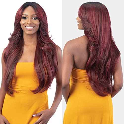 FreeTress Equal Curtain Bangs HD Lace Front Wig Bombshell (1B)