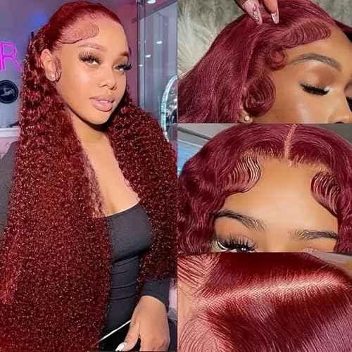 ULRICA Burgundy Wig Human Hair 30Inch Water Wave 99J Burgundy Lace Front Wigs Human Hair Wigs for Women 13x4 HD Lace Front Wigs Human Hair Pre Plucked Wine Red Wigs Burgundy Wig