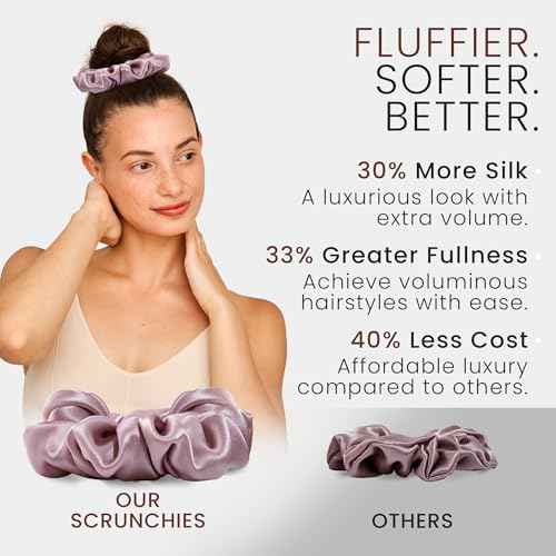 Wycare 100% Silk Scrunchies - Gentle on Hair Mulberry Silk Scrunchies for Women - Luxurious Sleep Ties for Women's Curly Hair (Set of 3 Nude)