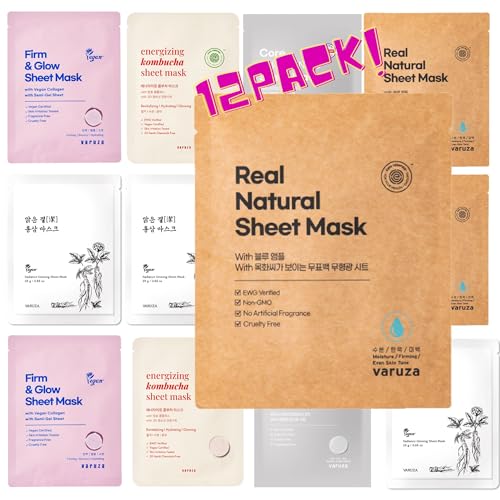 Best Collection ? Premium Vegan Korean Sheet Mask Set (12 Sheets) | Firming, Hydration & Glow | Clean Beauty, EWG & Vegan Certified