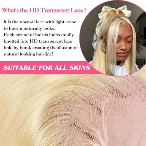 24 Inch 613 13x6 Lace Front Wig Human Hair 200 Density Blonde Wig Human Hair 613 Straight Lace Front Wig Human Hair Pre Plucked 613 HD Transparent Lace Frontal Wig 13x6 Wigs for Women