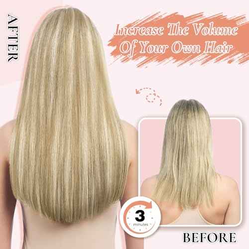 Hair Clip In Hair Extensions Straight Remy Clip In Hair Extensions Real Human Hair Light Blonde Highlighted Golden Blonde 20inch 80g 5pcs