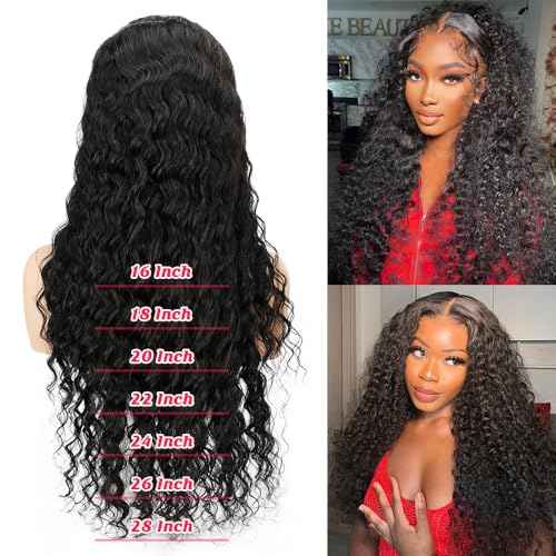 SOSATISFY Deep Wave Lace Front Wigs Human Hair 4x4 HD Transparent Lace Closure Wigs Glueless 180% Density Wigs for Black Women Pre Plucked with Baby Hair (26 inch)