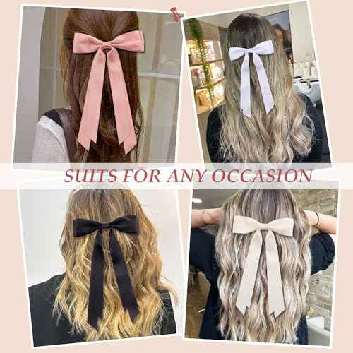 Versatile Bows and Clips Collection for Women & Girls - 8 PCS Non-Slip Hair Accessories for Thick and Thin Hair, Big and Small Bow Designs