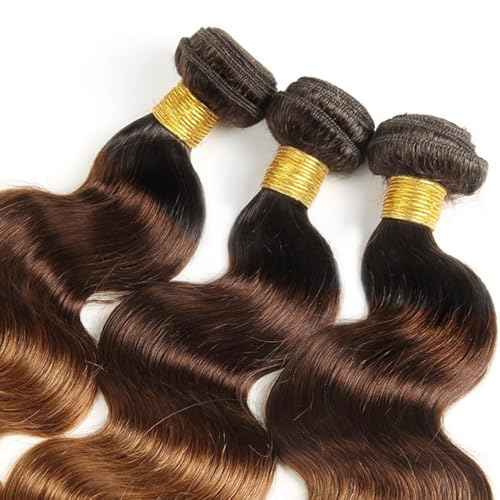 T1B430 Ombre Brown Bundles Human Hair 22 24 26 Inch Body Wave Human Hair Bundles Human Hair Brown Bundle T1B/4/30 12A Unprocessed Brazilian Virgin Hair Quick Weave for Black Women