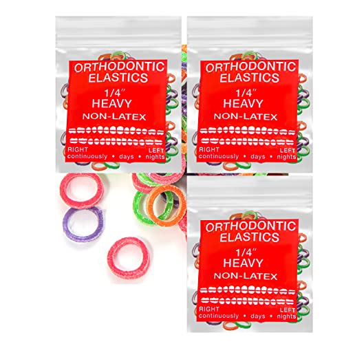 Neon non-Latex 3 Packs 300 counts 5/16inch Heavy Intraoral Elastic Bands Orthodontic Elastics Dental Rubber Bands Made in US (Heavy [6.5oz], 5/16inch, 7.9mm)