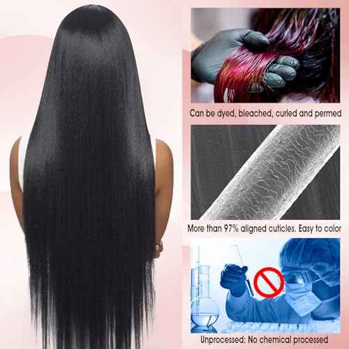 Human Hair Bundles,Straight 4 Bundles 20 20 20 20 Inch,16A Bundles Human Hair,100% Unprocessed Virgin Brazilian Hair Extensions Double Weft, Quick Weave Sew In Hair Bundle