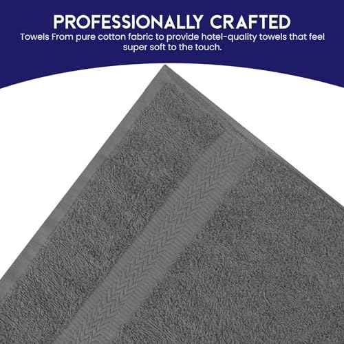 Linteum Textile Supply Premium Hair Drying Towels 100% Ring Spun Cotton Hair Towel for Women, Men, Kids 20x40 inches Quick Dry Salon Towels Hand Towel for Gym, Hair Care, Spa [Pack of 12] 2.5 lb Grey