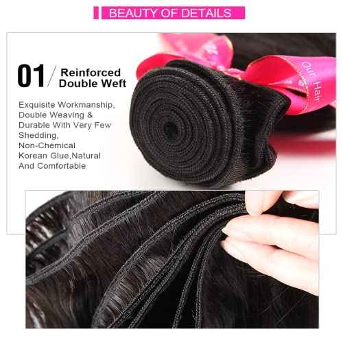 YISEA 12A Straight Hair Bundles Brazilian Virgin Human Hair Bundles Straight (16 18 20 22, Straight 4 Bundles) 100% Unprocessed Virgin Hair Bundles Straight Raw Hair Human Bundles