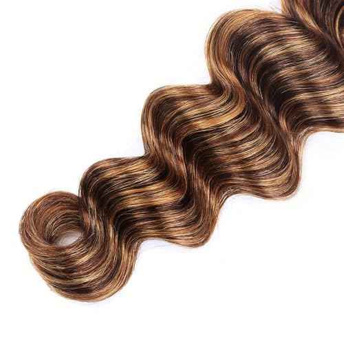 24 26 28 inch Highlight Bundles Human Hair Ombre Brown Bundles P430 Deep Wave Bundle #4 Brown Human Hair Bundle 300g
