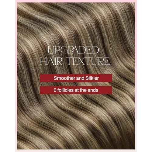 Moresoo Tape in Hair Extensions Human Hair Brown Real Hair Tape Hair Extensions Ombre Dark Brown and Caramel Blonde Human Hair Glue in Fashion Seamless 24 Inch 20Pcs/50g #4/27/4