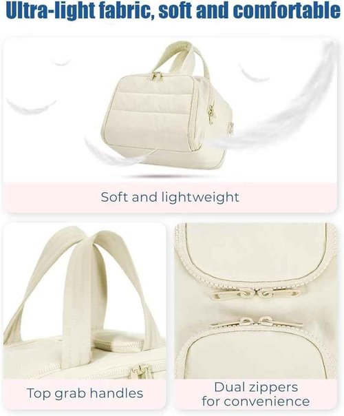 Elouva Toiletry Bag, Toiletry Bag a 4-in-1 Travel Organizer, Large Capacity Wide-Open Travel Cosmetic Bag, Multi Functional Lightweight Makeup Bags with Handle, Dry-and-Wet Separation (Pink)