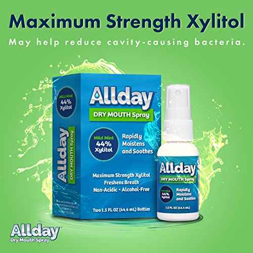Allday Dry Mouth Spray - Maximum Strength Xylitol, Fast Acting, Long Lasting, Non-Acidic (Pack of 4)