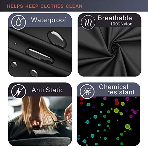 5 Pack Barber Cape for Men, Salon Large Hair Cutting Cape, 64"x56" Nylon Waterproof Haircut Cape with Adjustable Snap Closure Color Capes, Professional Stylist Hairdresser Apron Adults -Black