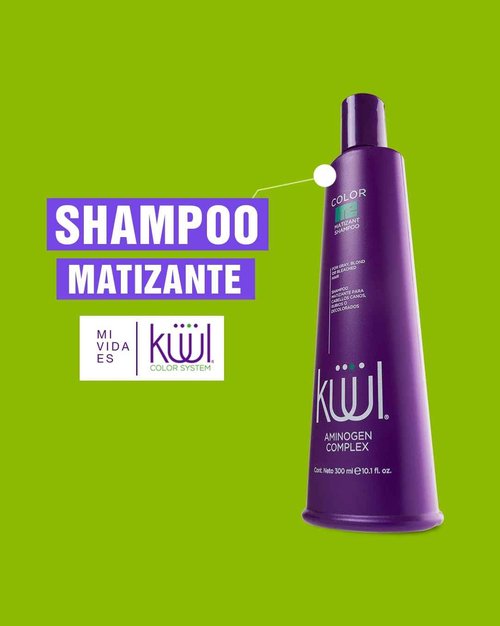 KUUL MATIZANT SHAMPOO 33.81 oz - PURPLE SHAMPOO - (MATIZANTE CABELLOS CANOS RUBIOS O DECOLORADOS COLOR DEL LIQUIDO = MORADO) - 1000 ML
