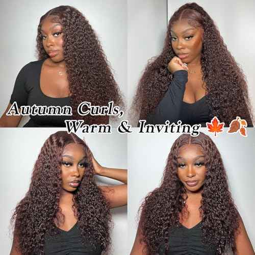 Chocolate Brown Bundles Human Hair 12 14 16 Inch Brazilian Color 4 Deep Wave Bundles Human Hair Unprocessed Breezy Wave Virgin Hair for Black Women with Silky Texture & Quick Weave