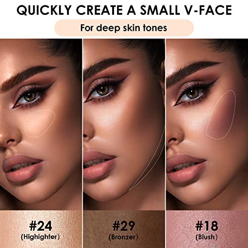 FOCALLURE 3 Pcs Cream Contour Sticks,Shades with Highlighter & Bronzer & Blush,Non-greasy Long-wear Face Contouring Pen,Easy to Sculpt the Face and Create a Lightweight Finishing Makeup,FAIR