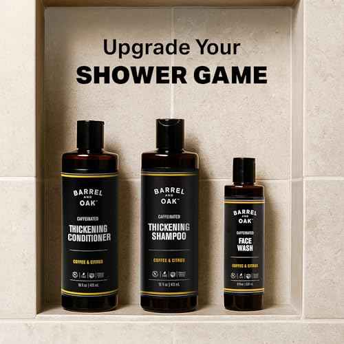 Barrel & Oak Coffee & Citrus Body Care Set, Caffeinated Face Wash, Shampoo and Conditioner Set for Men, Refreshing Grooming Kit, Vegan Gifts for Men, 3-Pack