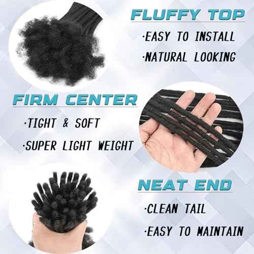 Loc Extension Human Hair 6 Inch 70 Strands Human Hair Loc Extensions Permanent Dreadlock Extensions for Women Men (Width 0.4cm #1B)