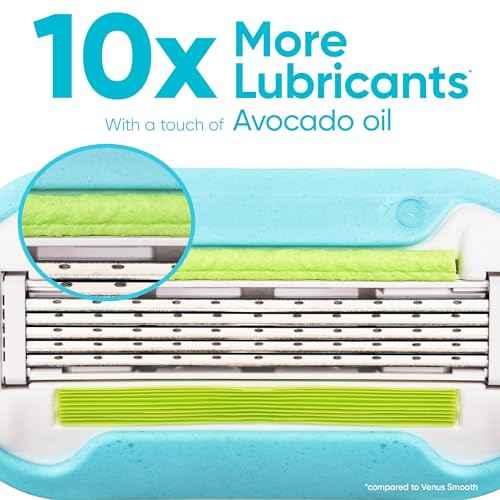 Gillette Venus Extra Smooth Razor for Women, Includes 1 Reusable Razor Handle + 4 Refills, 5-Bladed, Ergonomic No-Slip Gel Handle and Shower Holder, Holiday Gifts for Women