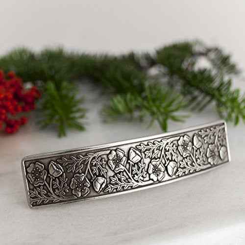 Danforth Wild Rose Hair Barrette ? Handcrafted Pewter Hair Barrettes For Women ? Thick Hair Clips For Women ? ¨ú¡± x 3 ¨ö¡±, Made In USA