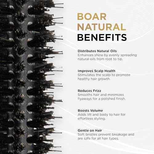 COCCO Black Series Ceramic Boar Brush S3, Hair Styling Brush with Dual Bristle Technology, Ceramic-Coated Barrel, Ergonomic Design, 41 mm