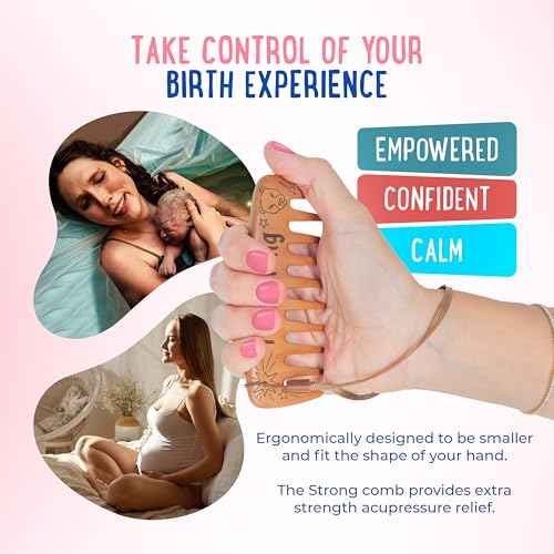 Mama Natural Strong Birth Comb - Labor Comb With Wide Teeth (1 Piece) - Wood Comb For Pregnancy Contractions - Birth Comb for Labor Pain & Pregnancy Gifts - Labor And Delivery Essentials Hand Comb