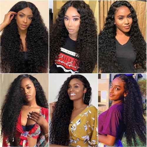 Deep Wave Raw Human Hair Bundles Natural Black Color 22 22 22 Inch Brazilian Unprocessed Virgin Hair Color #1b Bundles Human Hair