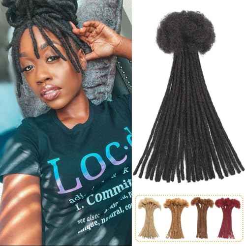 0.4 cm Loc Extensions Human Hair 100 Strands Dreadlock Extensions Human Hair Loc Extensions Dreads Extensions for Men Women Kids 6 Inch Real Human Hair Locs 1B Natural Black Handmade Permanent Locs
