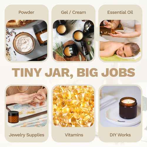 2 oz Small Glass Jars with Lids, Bumobum 12 Pack Amber Glass Cosmetic Jars with Inner Liners, 60ml Round Empty Sample Containers with Blank Labels for Cream, Salve, Lotion