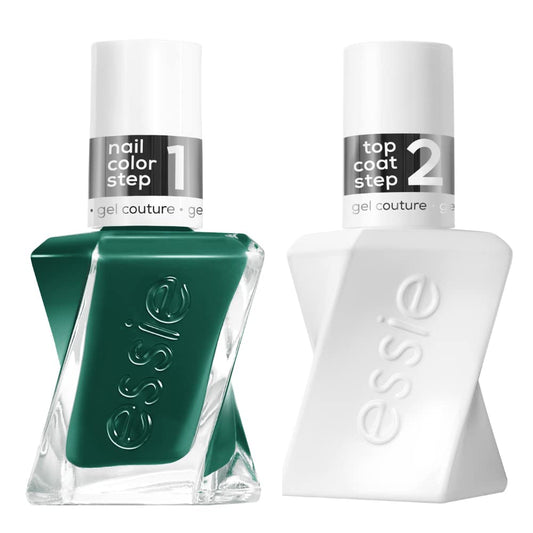 essie Gel Couture Longwear Nail Polish Set, Green, Invest In Style + Gel-like Shiny Top Coat 0.46 fl oz each