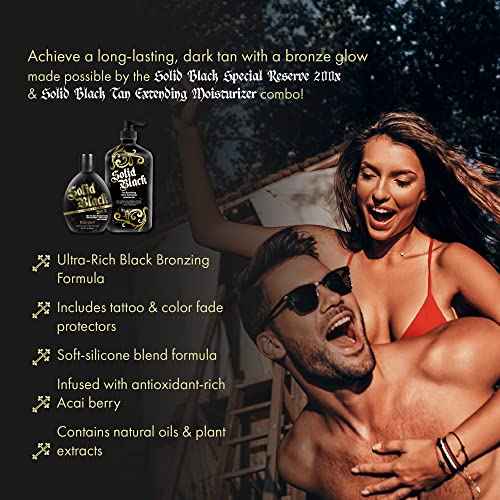 Millennium Tanning Solid Black 200X Tanning Lotion & Tan Extender Lotion, 13.50 & 18.25 Fluid Ounces