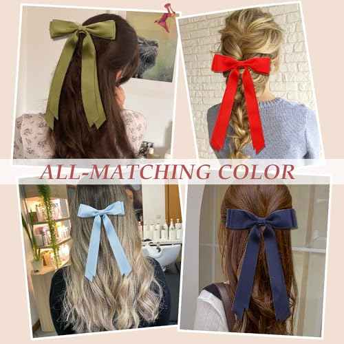Versatile Bows and Clips Collection for Women & Girls - 8 PCS Non-Slip Hair Accessories for Thick and Thin Hair, Big and Small Bow Designs