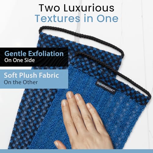 Japanese Exfoliating Washcloth for Back & Body - Charcoal & Silver Ion Exfoliating Towel - Two-Sided Gentle Exfoliation