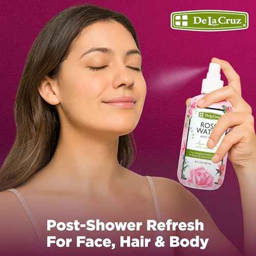 De La Cruz Pure Rose Water Body Mist,Rosewater Spray for Face, Skin & Hair,Toner & Rose Water for Hair Alcohol Free, Paraben Free 8 fl oz (1 Bottles)