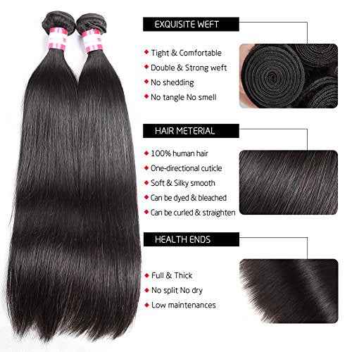 CYNOSURE 10A Straight Human Hair 3 Bundles 18 20 22inches Brazilian Virgin Unprocessed Straight Hair Weave Bundles Natural Color