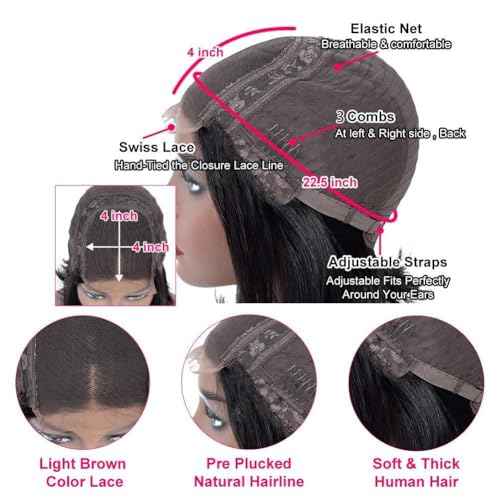 Josblue Deep Wave Lace Front Wigs Human Hair 4x4 Transparent Lace Closure Wigs 180% Density Human Wigs for Black Women Pre Plucked with Baby Hair 26 Inch