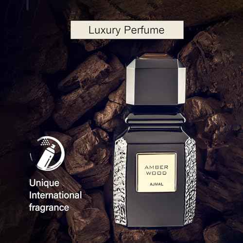 Ajmal Amber Wood Noir Eau de Parfum for Unisex ? Romantic Woody Floral Musk with Citrus & Amber ? Long-Lasting Premium Dubai Fragrance ? 3.4 fl oz (100 ml)