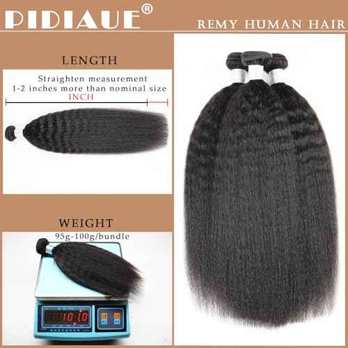 Kinkystraight Human Hair Bundles Yaki Perm Human Hair Weave 3 Bundles Yaki Straight 14 16 18 inch Brazilian Remy Hair Extensions Kinky Straight Natural Color