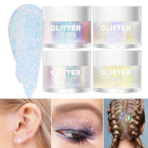 LANGMANNI Holographic Body Glitter Gel for Body, Face, Hair and Lip.Color Changing Glitter Gel Under Light. Vegan & Cruelty Free-1.35 oz (2# Sparkling Pink)