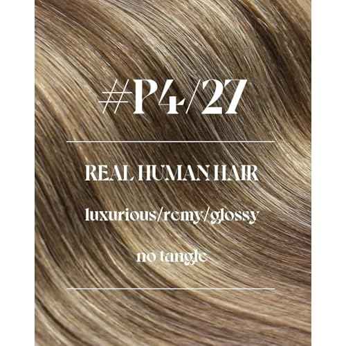 Sunny Hair Sew in Hair Extensions Real Human Hair Dark Brown with Caramel Blonde Highlights Weft Hair Extensions Human Hair Brown Sew in Extensions for Women Real Hair Bundles Human Hair 20inch 100g
