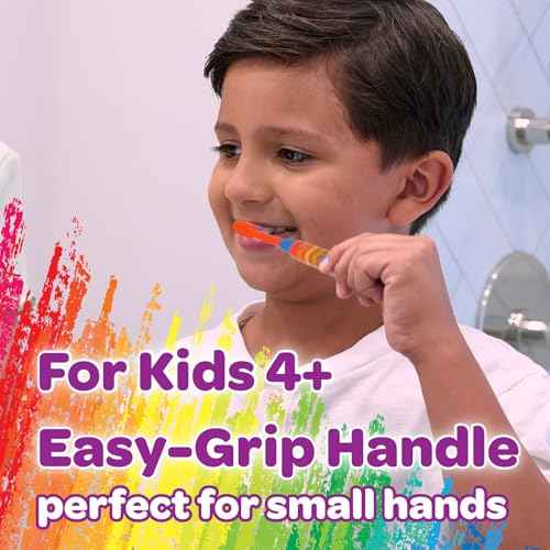 GUM Crayola Deep Clean Children¡¯s Toothbrush, Extra Soft Toothbrush for Kids, Suction Cup Base, Ages 4+, 1 Count(Pack of 4)