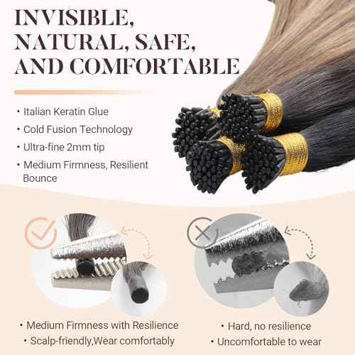MAXITA I Tip Hair Extensions Human Hair,Jet Black 100g/50s 18 Inch, Comfortable Wear, 100% Remy Human Hair, Real Human Itip Keratin Hair Extensions
