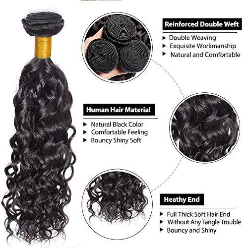 24 26 28 inch Water Wave Bundles Human Hair #1B Water Wave Bundles Grade 8A Remy Brazilian Wet and Wavy Bundle Human Hair Extensions