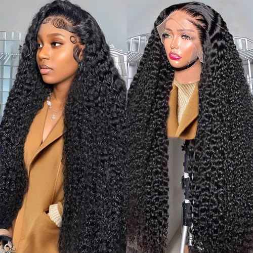 Deep Wave Lace Front Wigs Human Hair Wig for Woman 13x4 Hd Deep Curly Lace Front Wig Human Hair Pre Plucked With Deep Wave Lace Frontal Wigs (12 Inch)