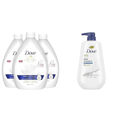 Dove Advanced Care Hand Wash Deep Moisture Pack of 3 for Soft, Smooth Skin More Moisturizers & Body Wash with Pump Deep Moisture For Dry Skin Moisturizing Skin Cleanser